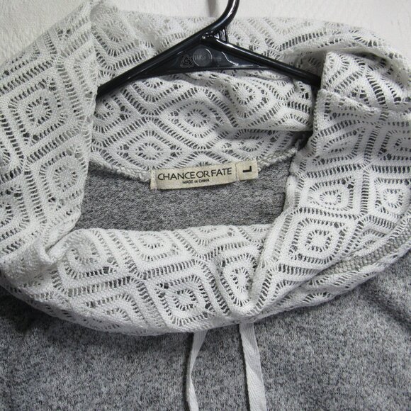 "Chance or Fate" Sz L Gray Cowl Neck Sweater - Picture 5 of 6